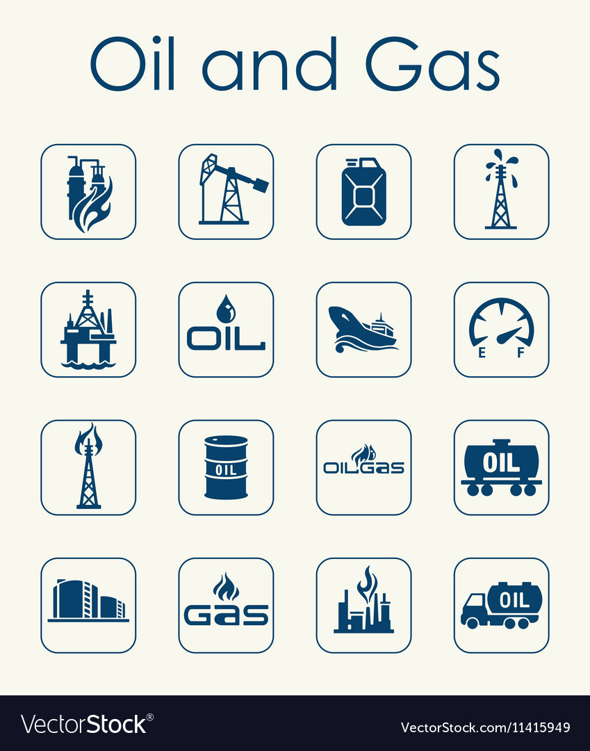 Set of oil and gas simple icons Royalty Free Vector Image