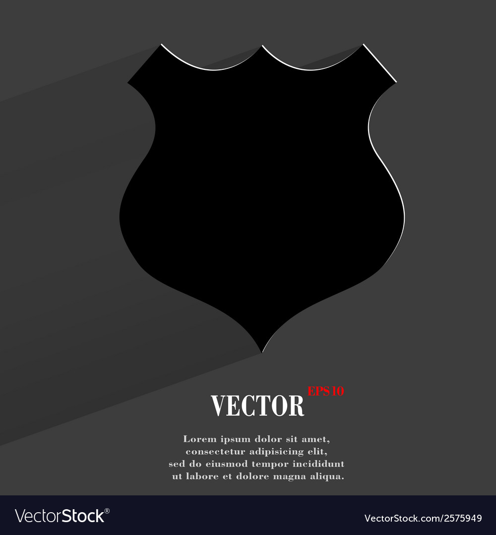 Shield flat modern web button with long shadow