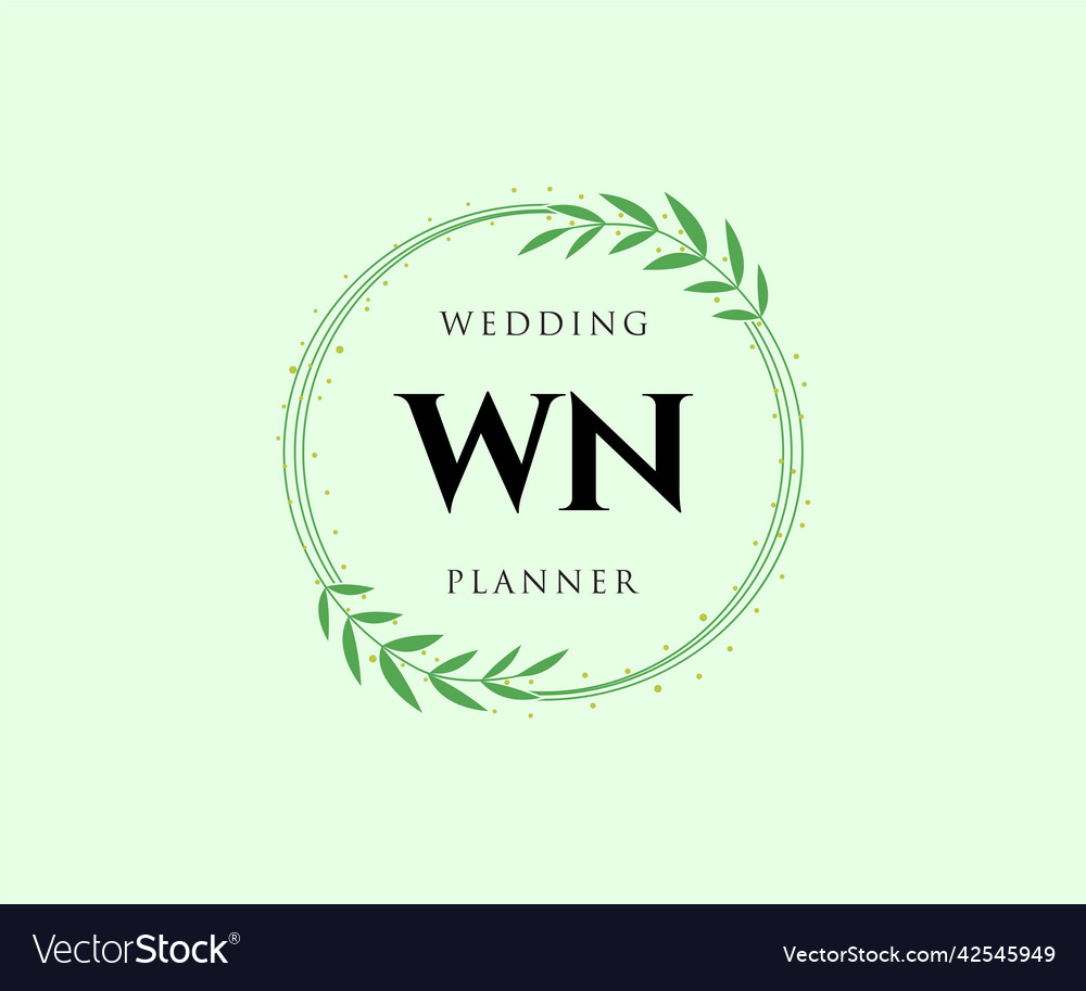 Wn initials letter wedding monogram logos