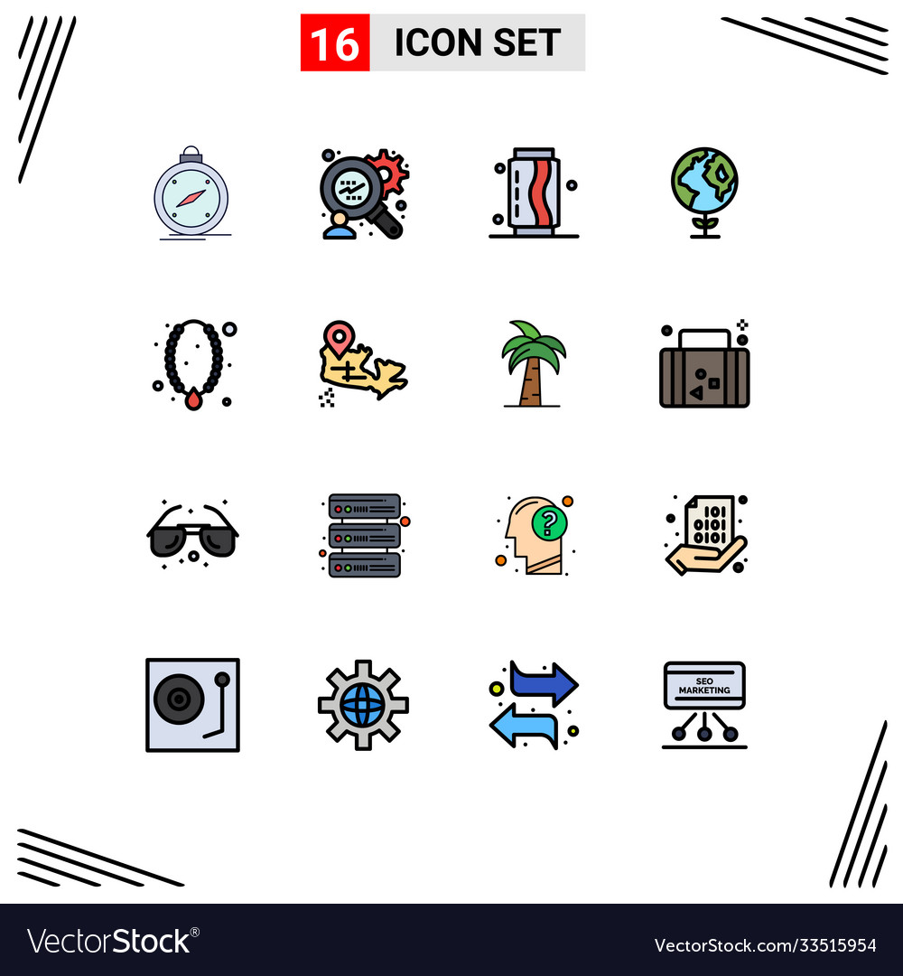 16 universal flat color filled lines set for web