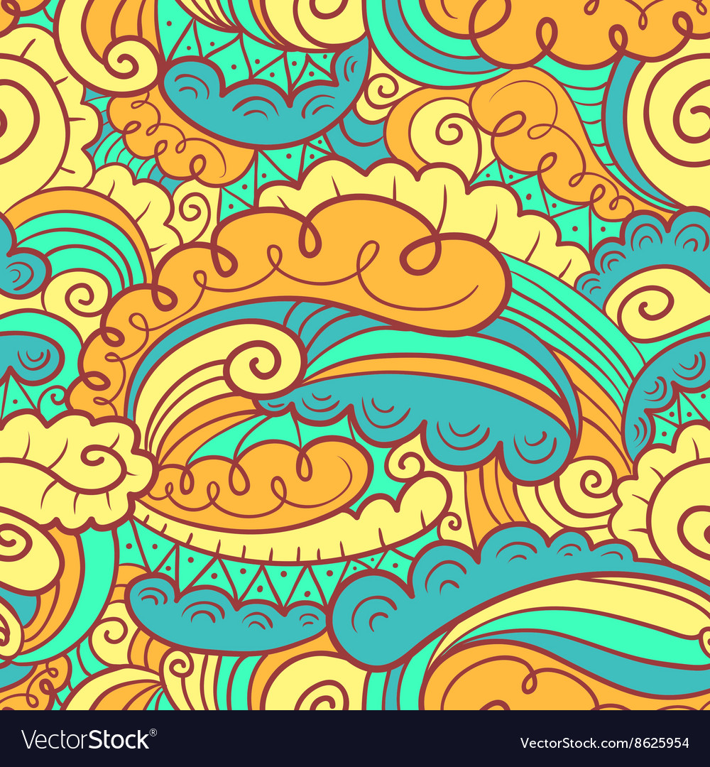 Abstract seamless pattern in doodle style