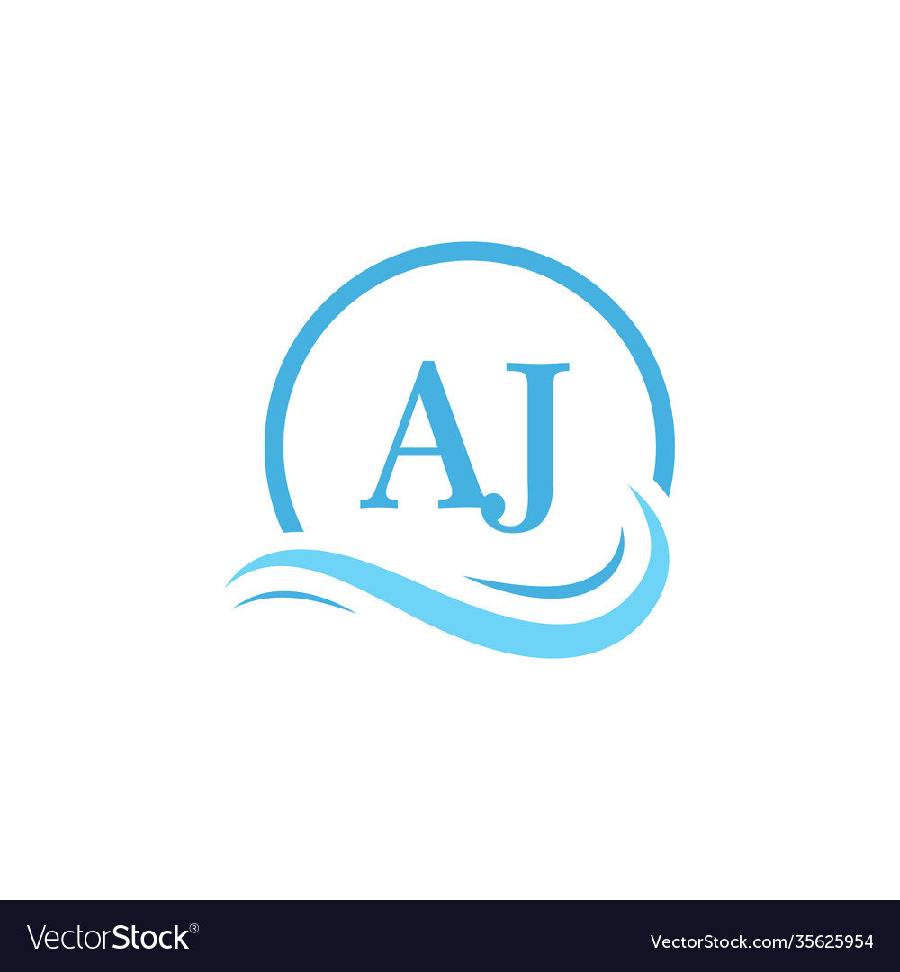 Aj lettering logo design in water wave modern Vector Image