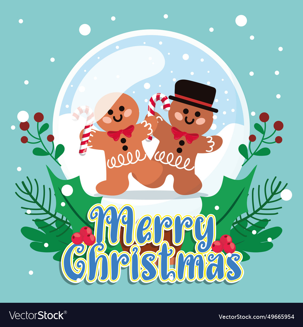 Cute christmas card with gingerbread characters