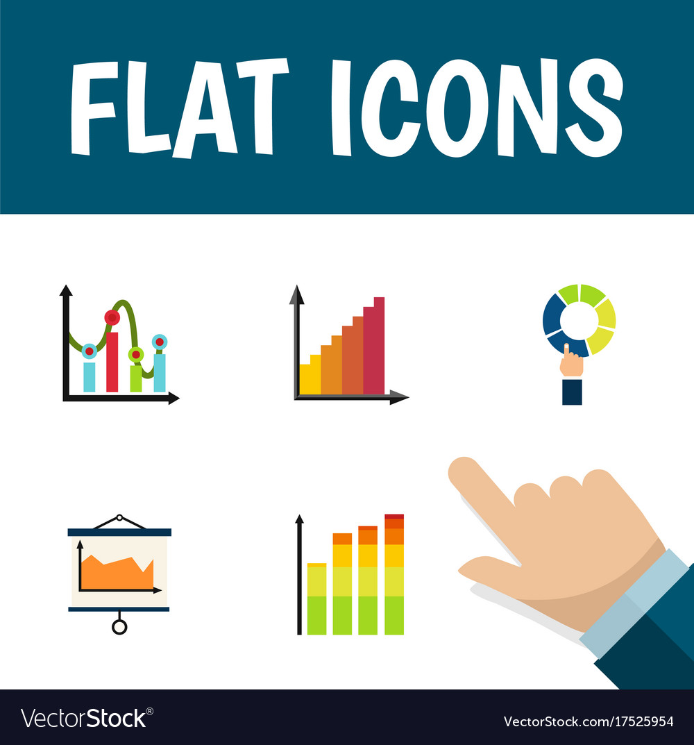 Flat icon graph set of pie bar chart statistic