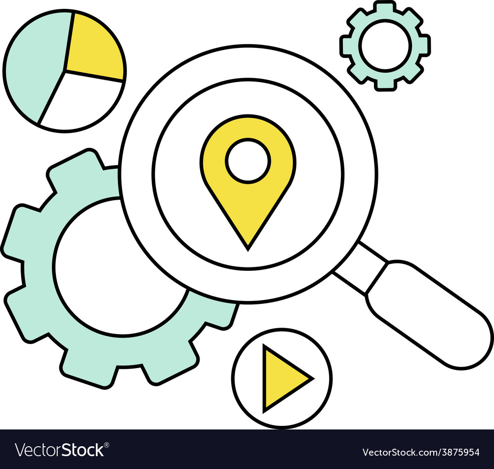 Flat line icon digital marketing search