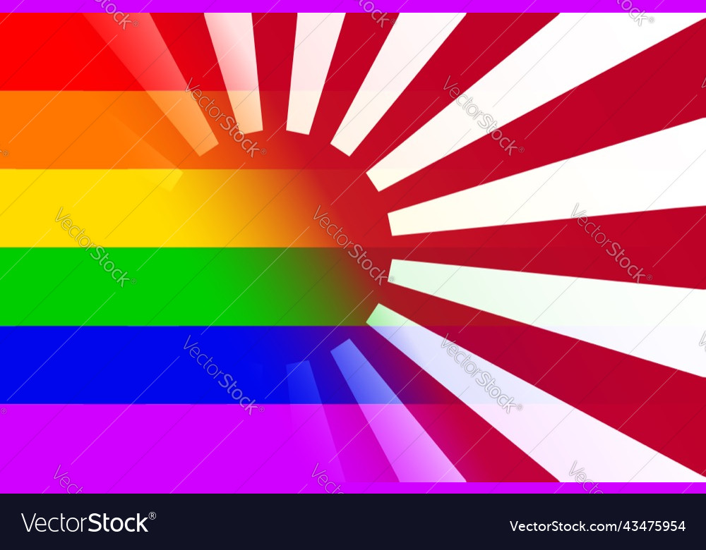 Japanese flag with lgbtq rainbow