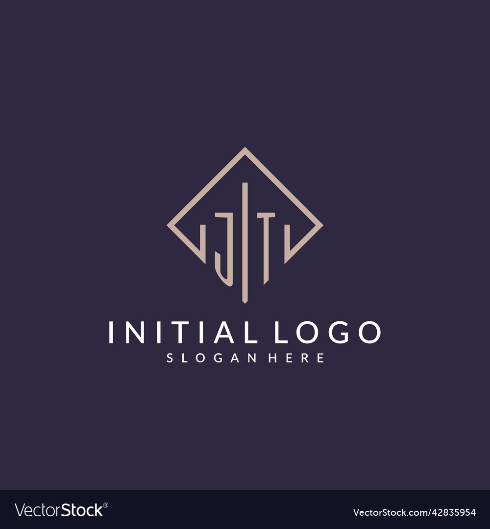 Jt initial monogram logo with rectangle style Vector Image Jt initial monogram logo with rectangle style