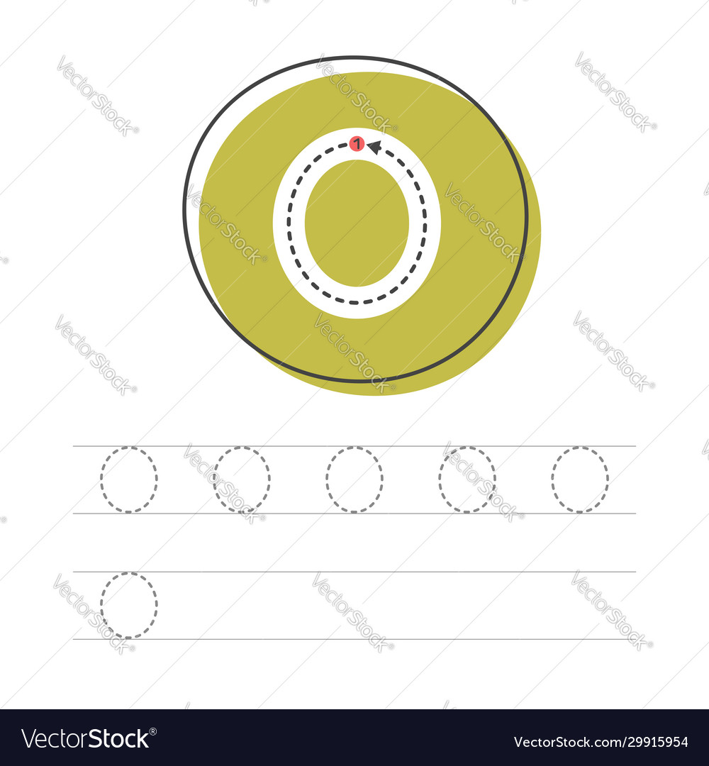 Learning to write numeral 0 vector image Learning to write numeral 0