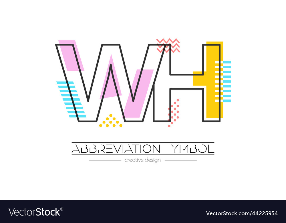 Letters w and h merging of two initials vector image Letters w and h merging of two initials