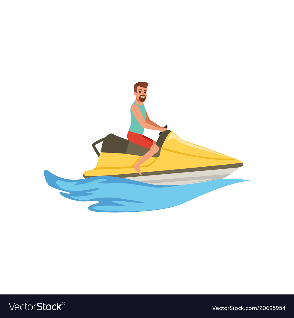 Male jet ski rider extreme water sport activity