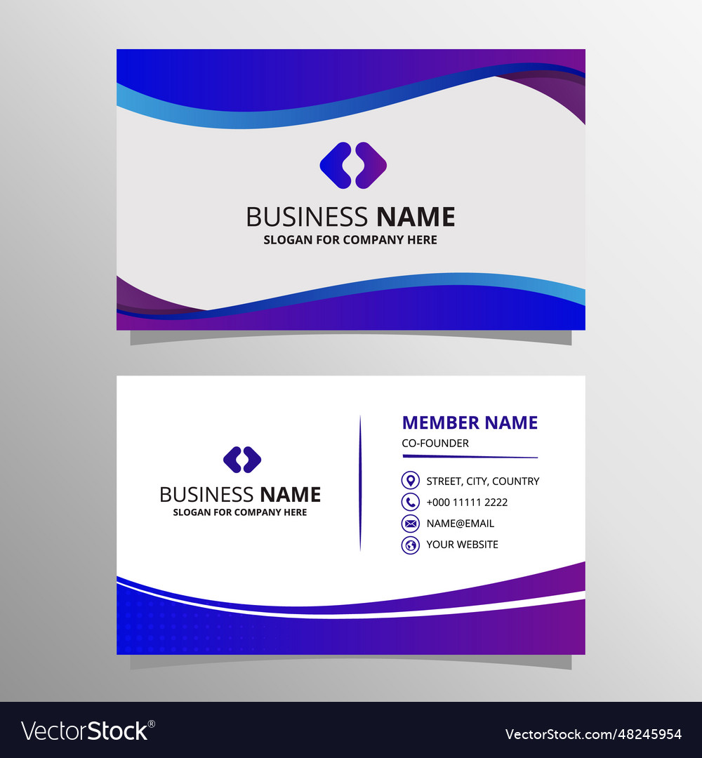 Modern blue and purple business card with curves