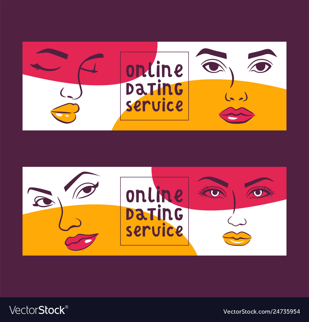 Online dating service set banners