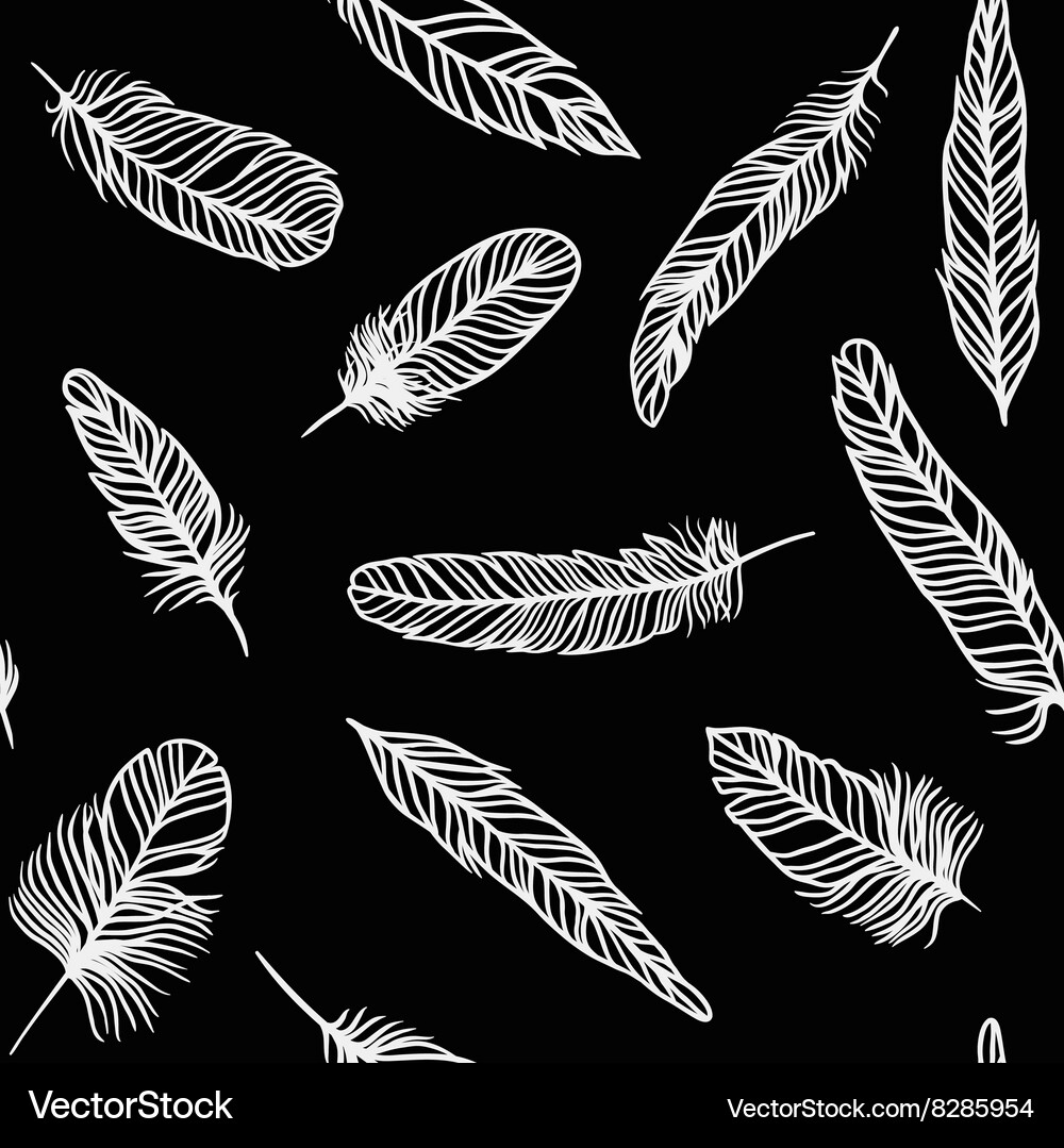 Seamless pattern with decorative feather Vector Image