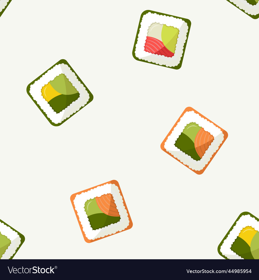 Seamless pattern with sushi - vegan