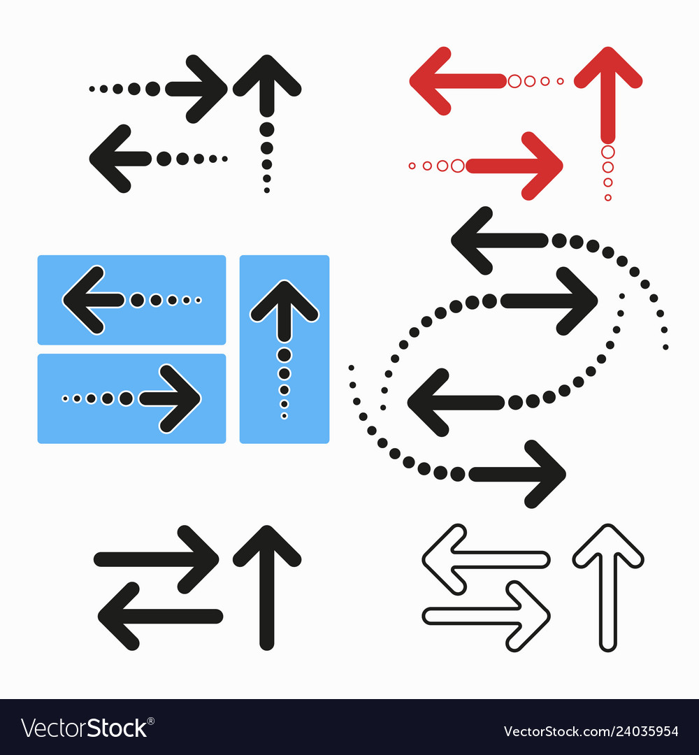 Set of arrows different shapes in flat style vector image Set of arrows different shapes in flat style