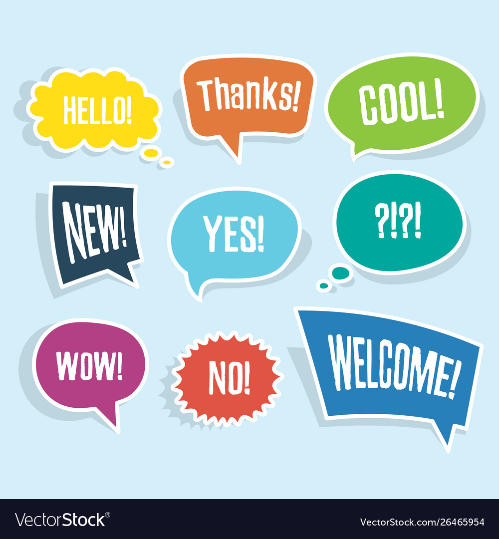 Speech bubbles set with short messages