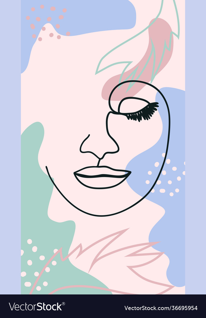 Womans face minimal line style abstract