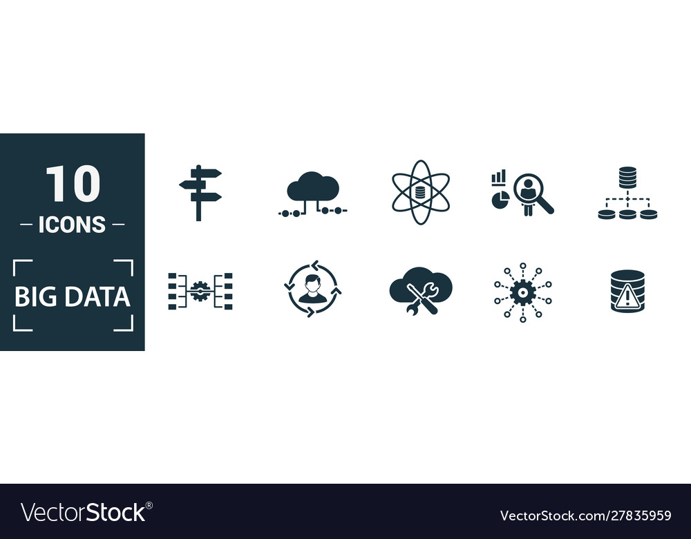 Big data icon set include creative elements cloud vector image Big data icon set include creative elements cloud