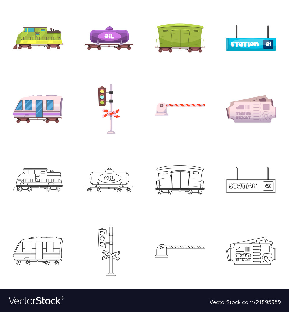 Isolated object of train and station sign Vector Image Isolated object of train and station sign