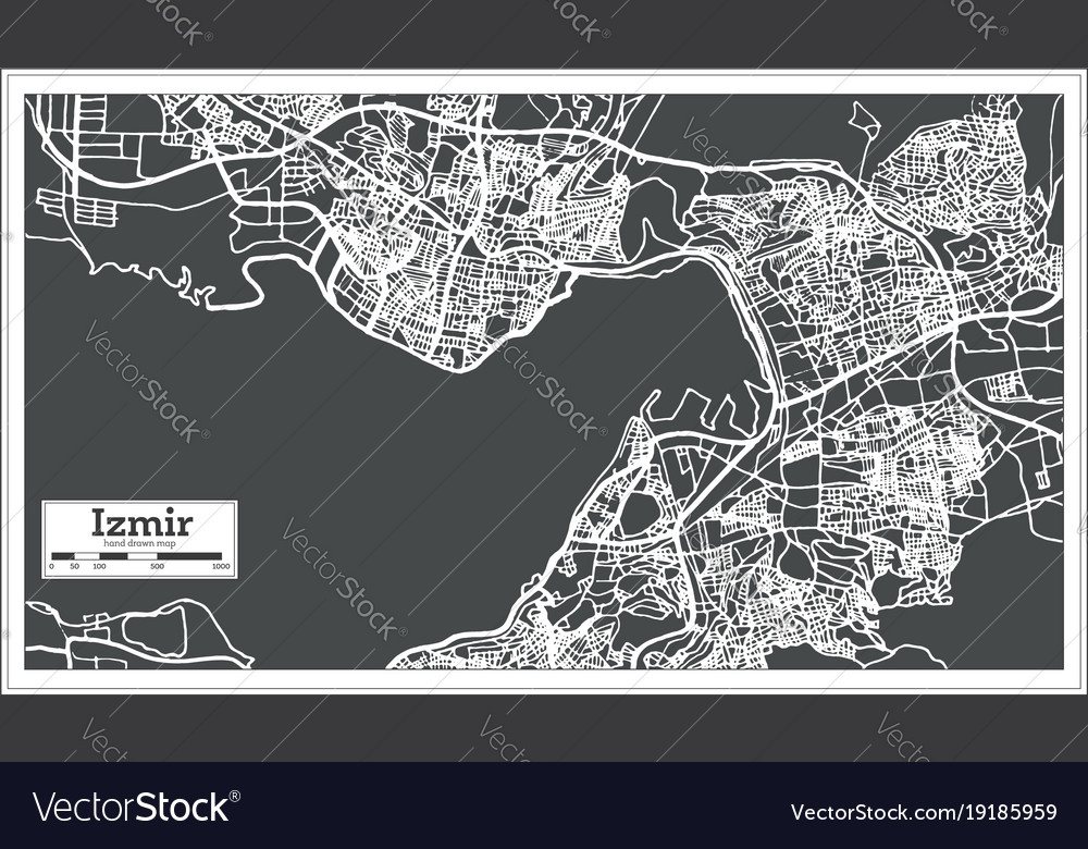Izmir Turkey Map In Retro Style Royalty Free Vector Image