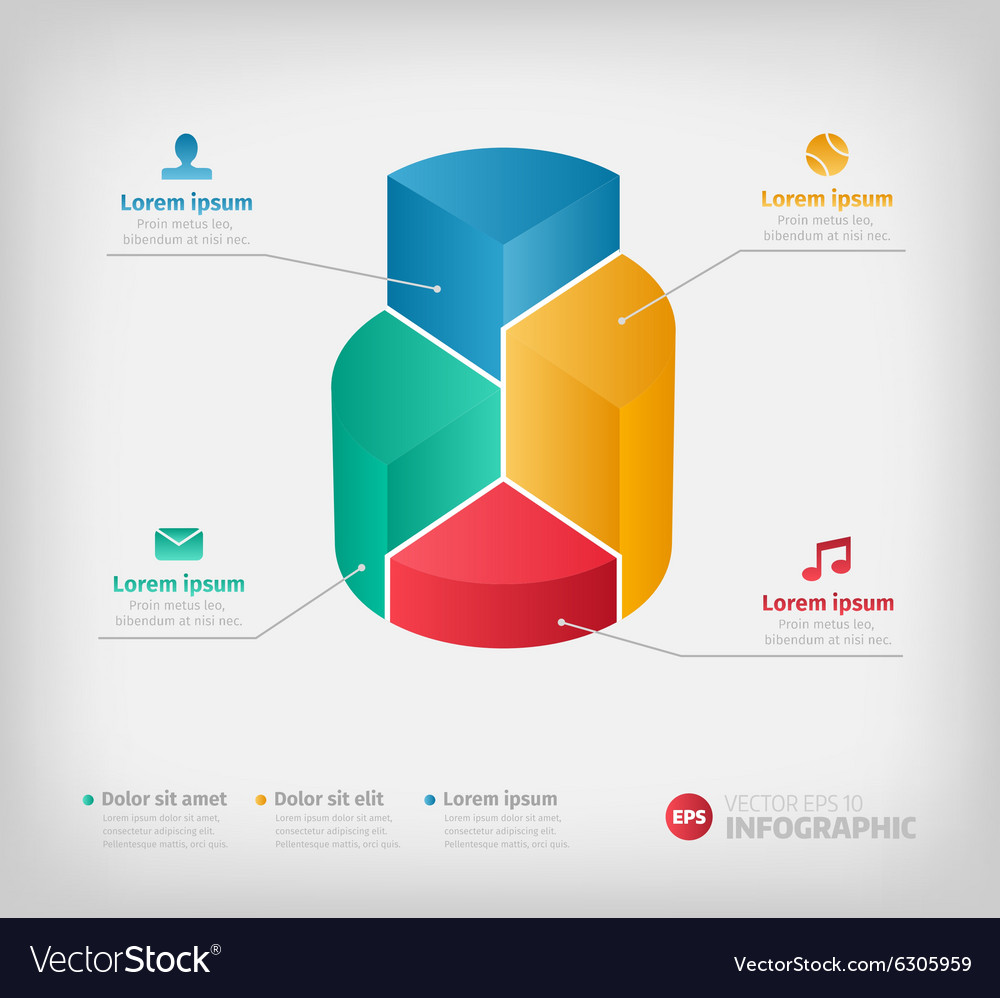Modern 3d graph for web presentation or brochures Vector Image
