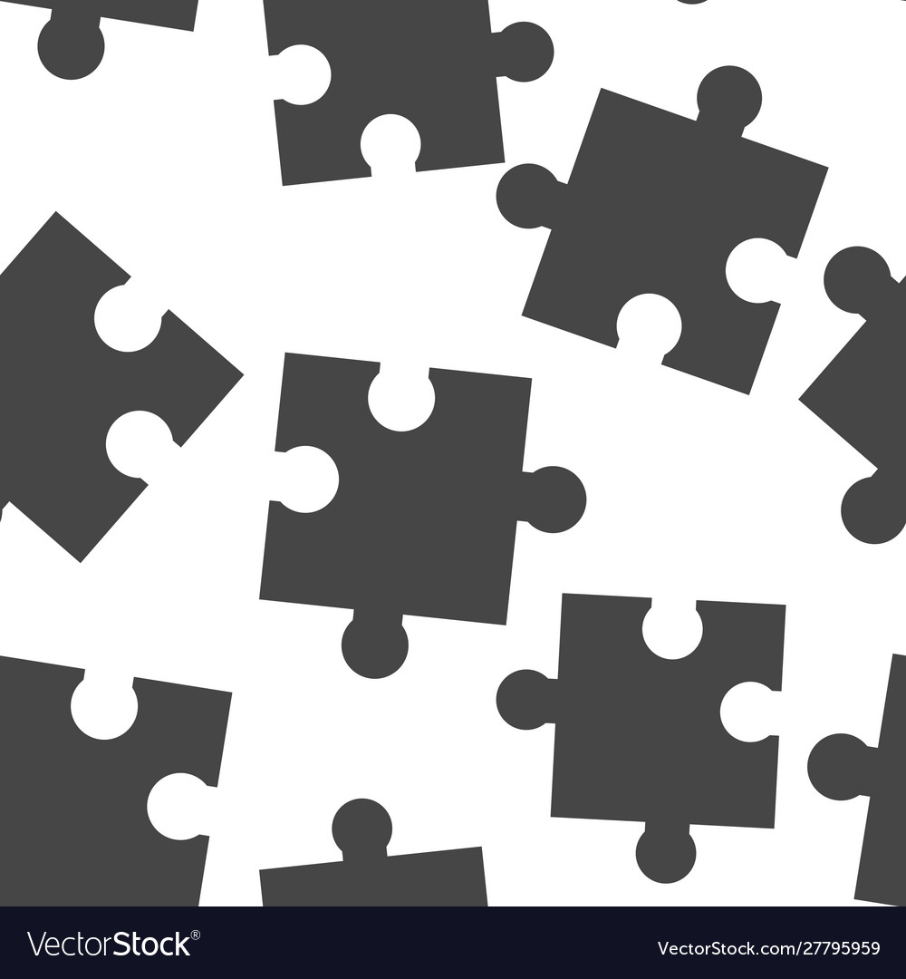 Puzzle icon seamless pattern on a white background