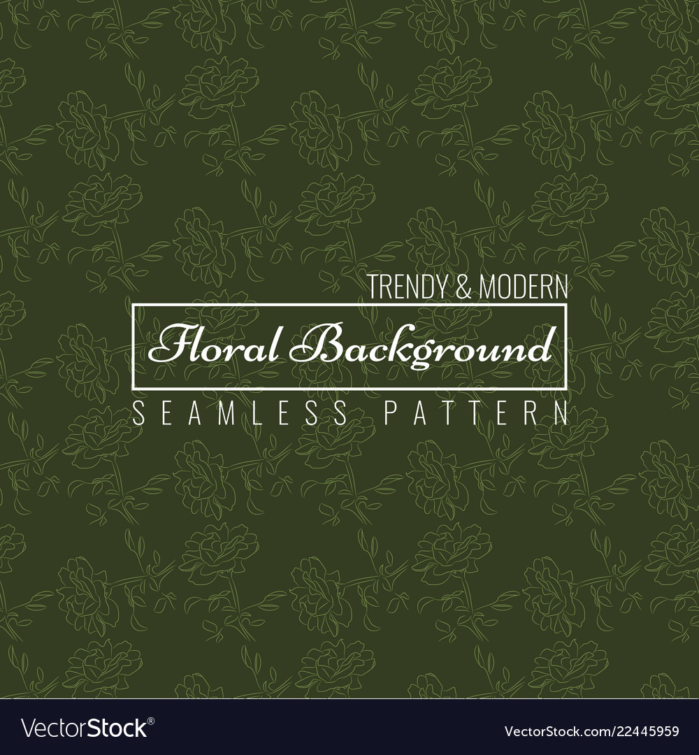 Rose seamless pattern with sketch style line art