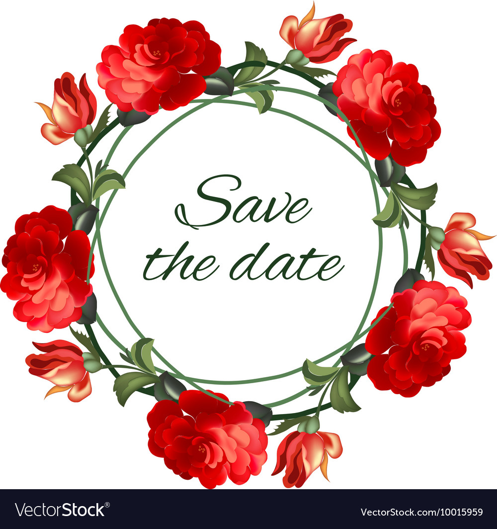 Roses Wedding Wreath Post Card Royalty Free Vector Image