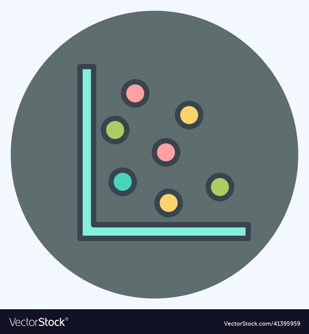 Scatter plot i icon in trendy color mate style vector image Scatter plot i icon in trendy color mate style