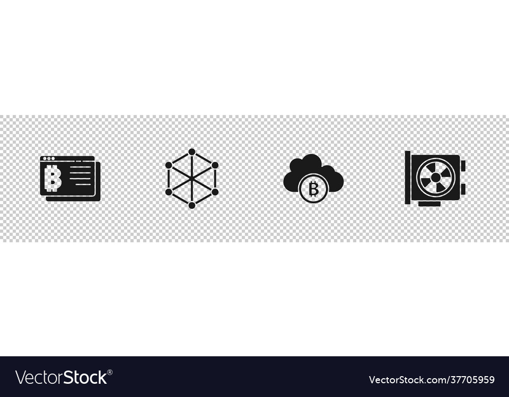 Set bitcoin in browser blockchain technology vector image Set bitcoin in browser blockchain technology
