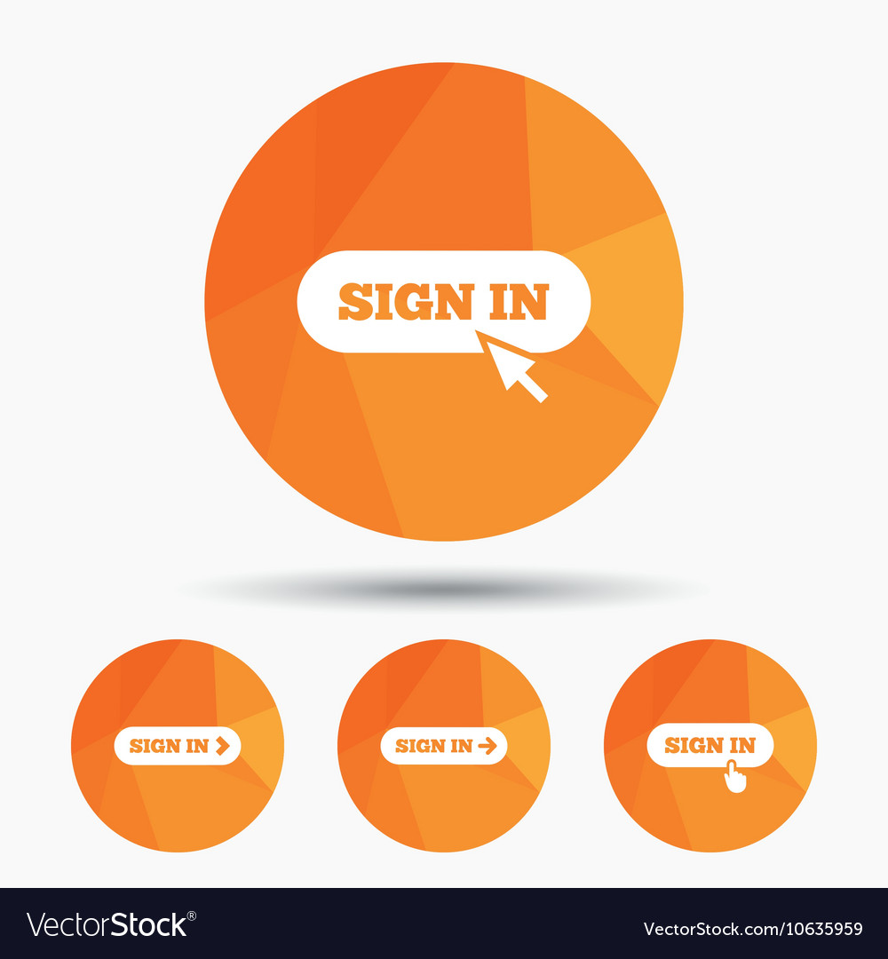 Sign in icons login with arrow hand pointer