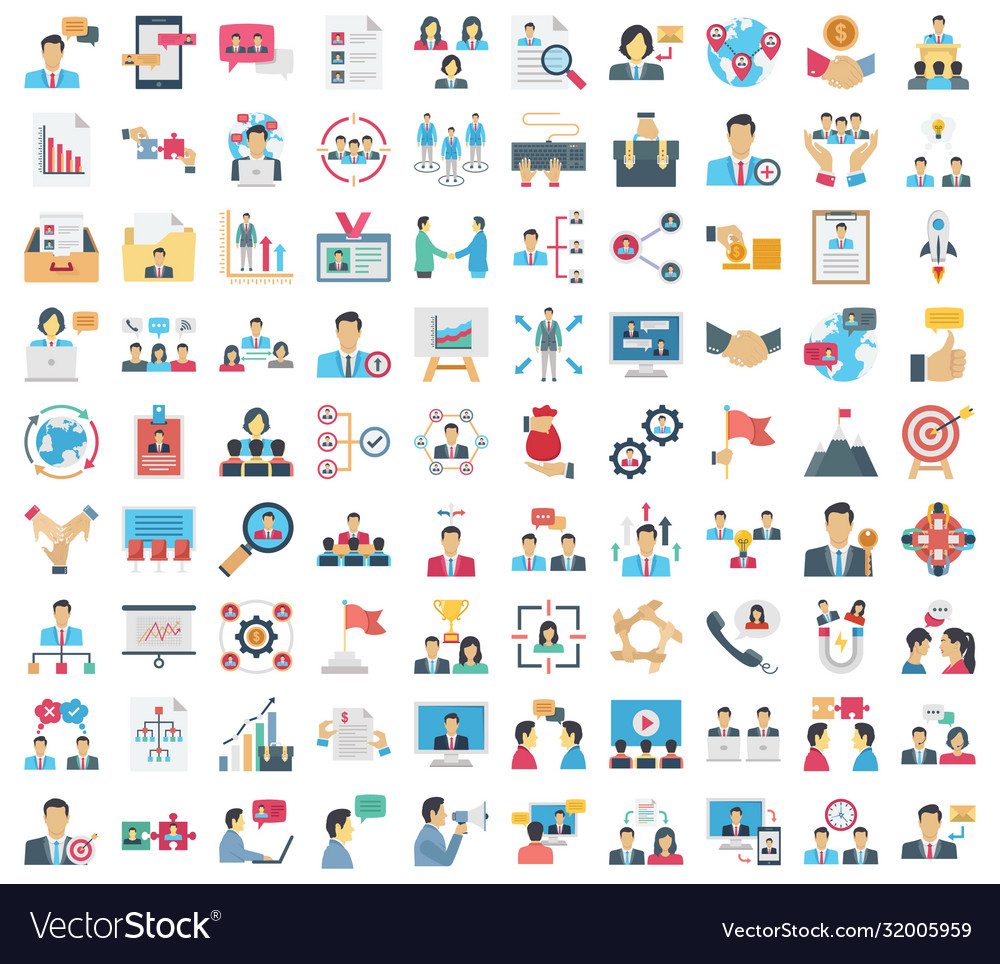Teamwork color icons set every single icon