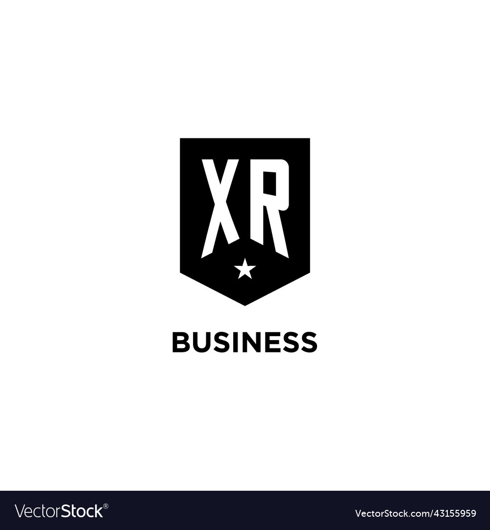 Xr monogram initial logo with geometric shield vector image Xr monogram initial logo with geometric shield