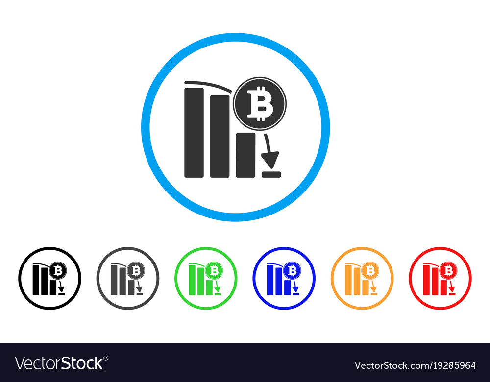 Bitcoin falling chart rounded icon