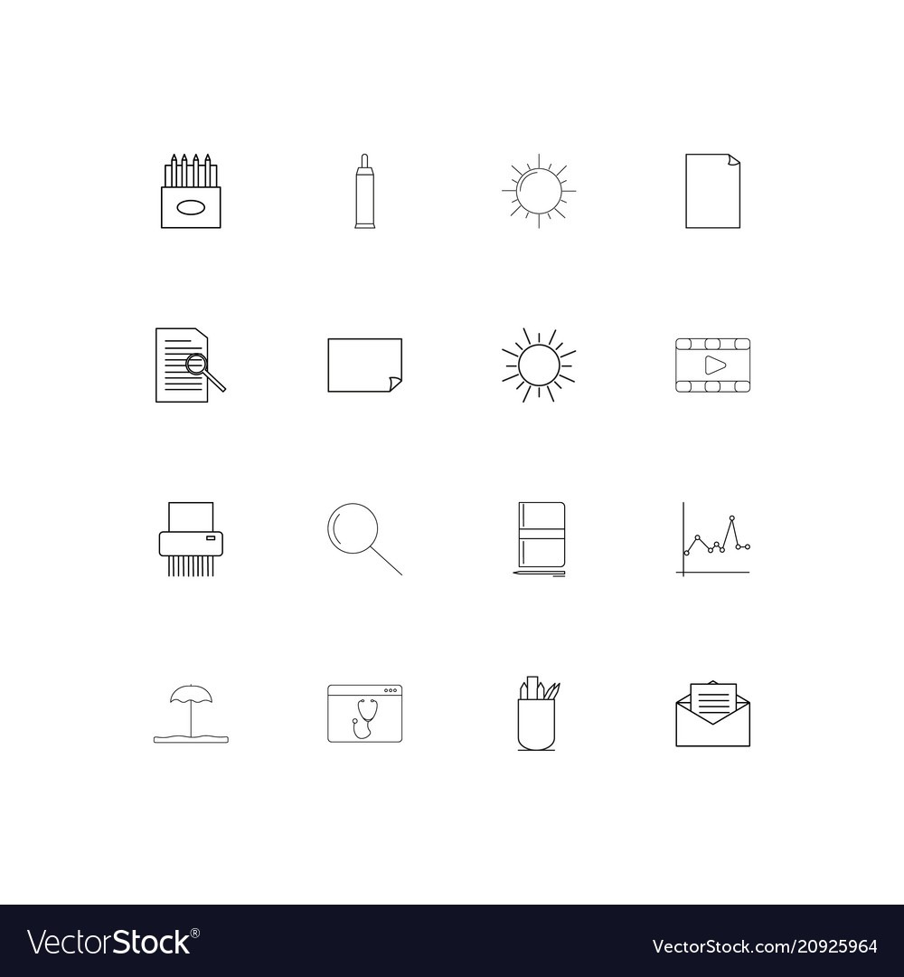 Creative process and design linear thin icons set