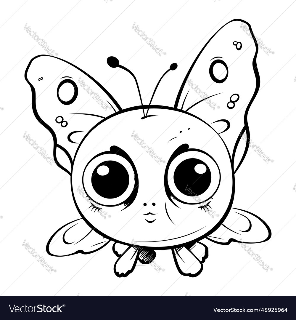 Cute butterfly cartoon mascot character Royalty Free Vector