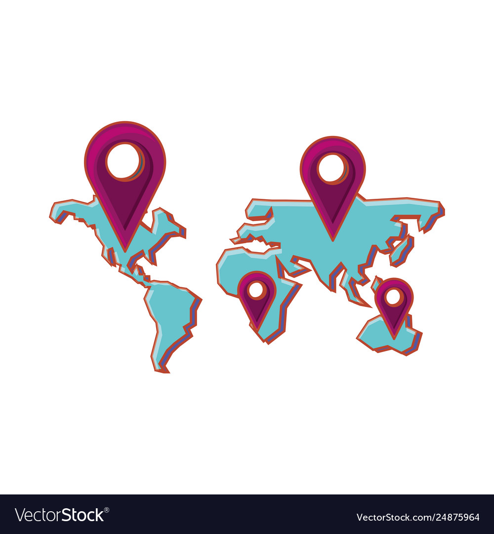 Earth planet map with pointers location Vector Image Earth planet map with pointers location
