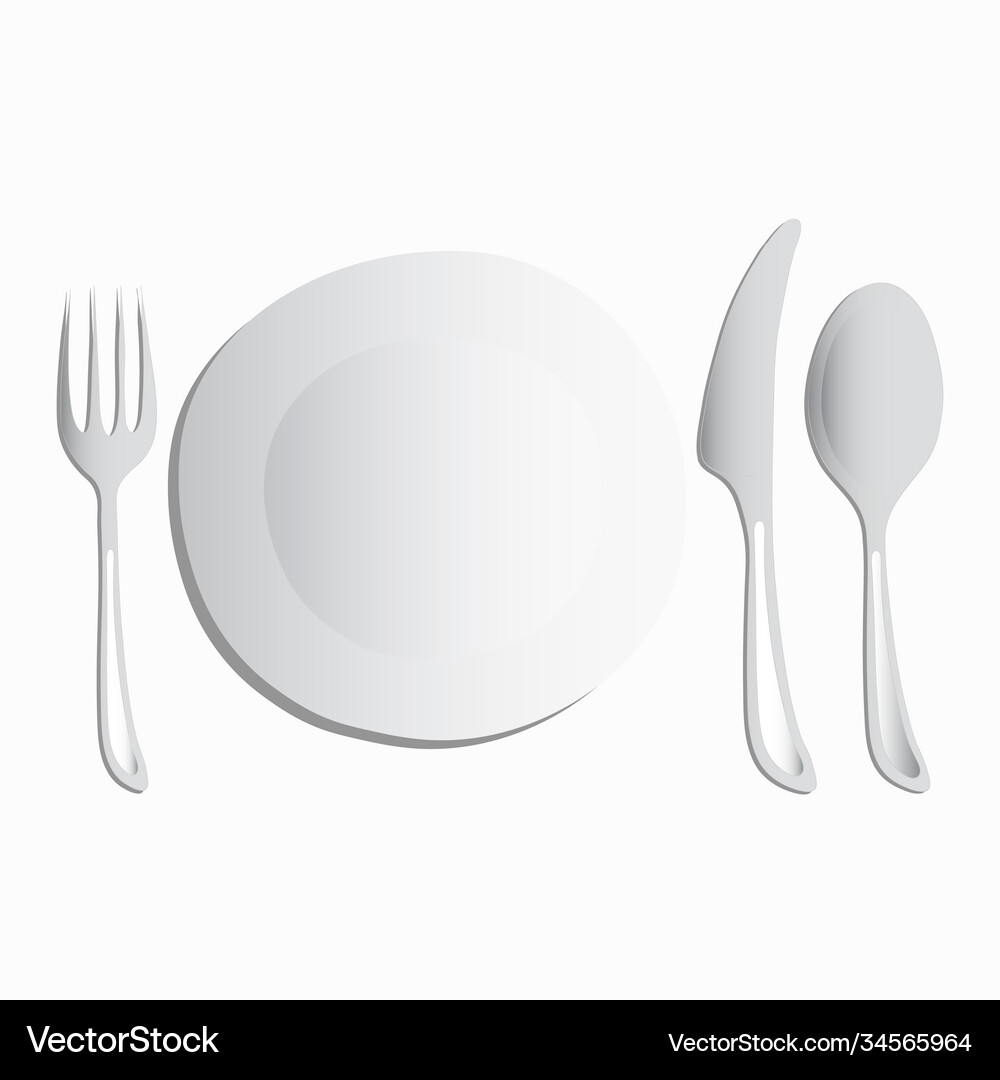 Empty plate spoon fork knife Royalty Free Vector Image