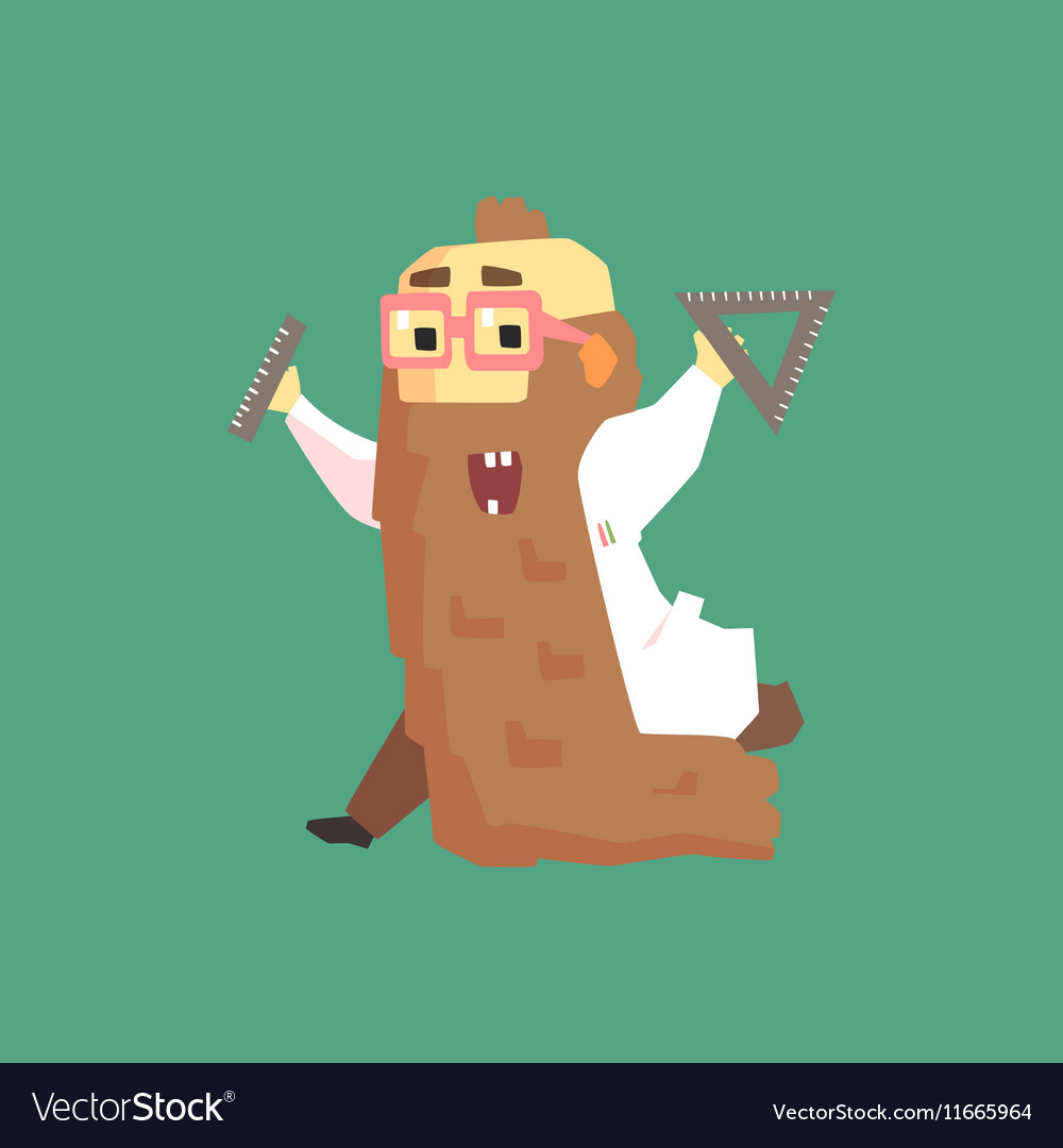 Funny scientist in lab coat with long bead running
