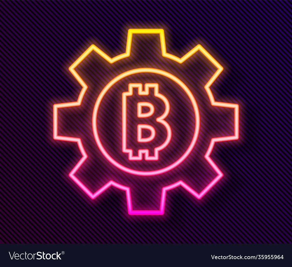 Glowing neon line cryptocurrency coin bitcoin icon