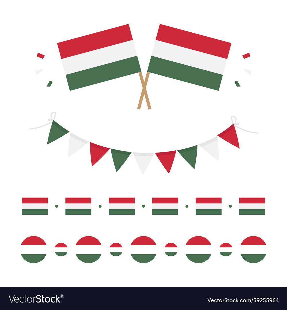 Hungarian flags and garlands set