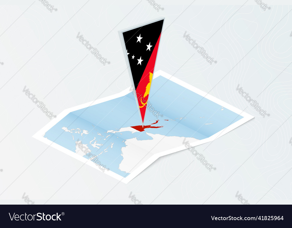 Isometric paper map of papua new guinea