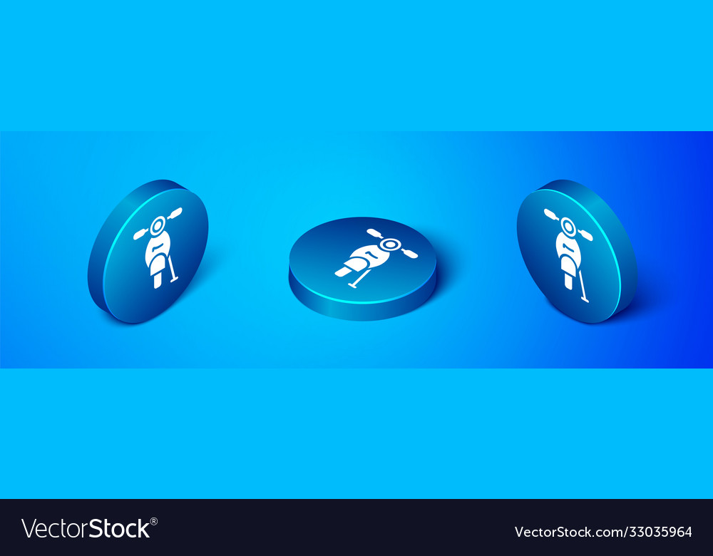 Isometric scooter icon isolated on blue background