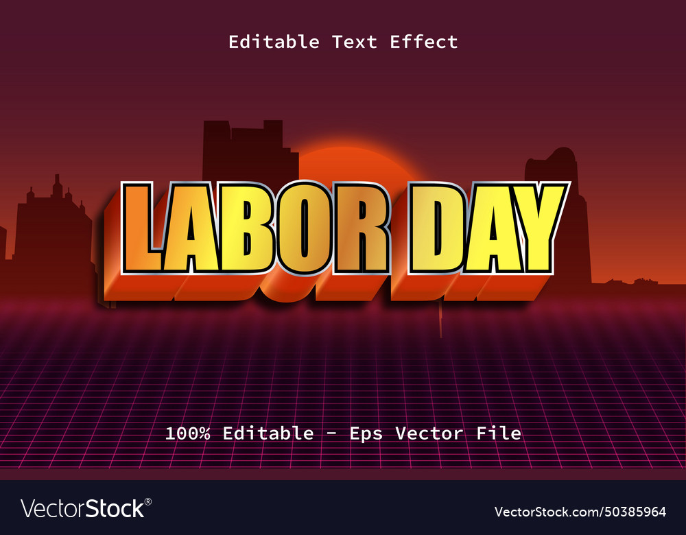 Labor day with modern retro style editable text