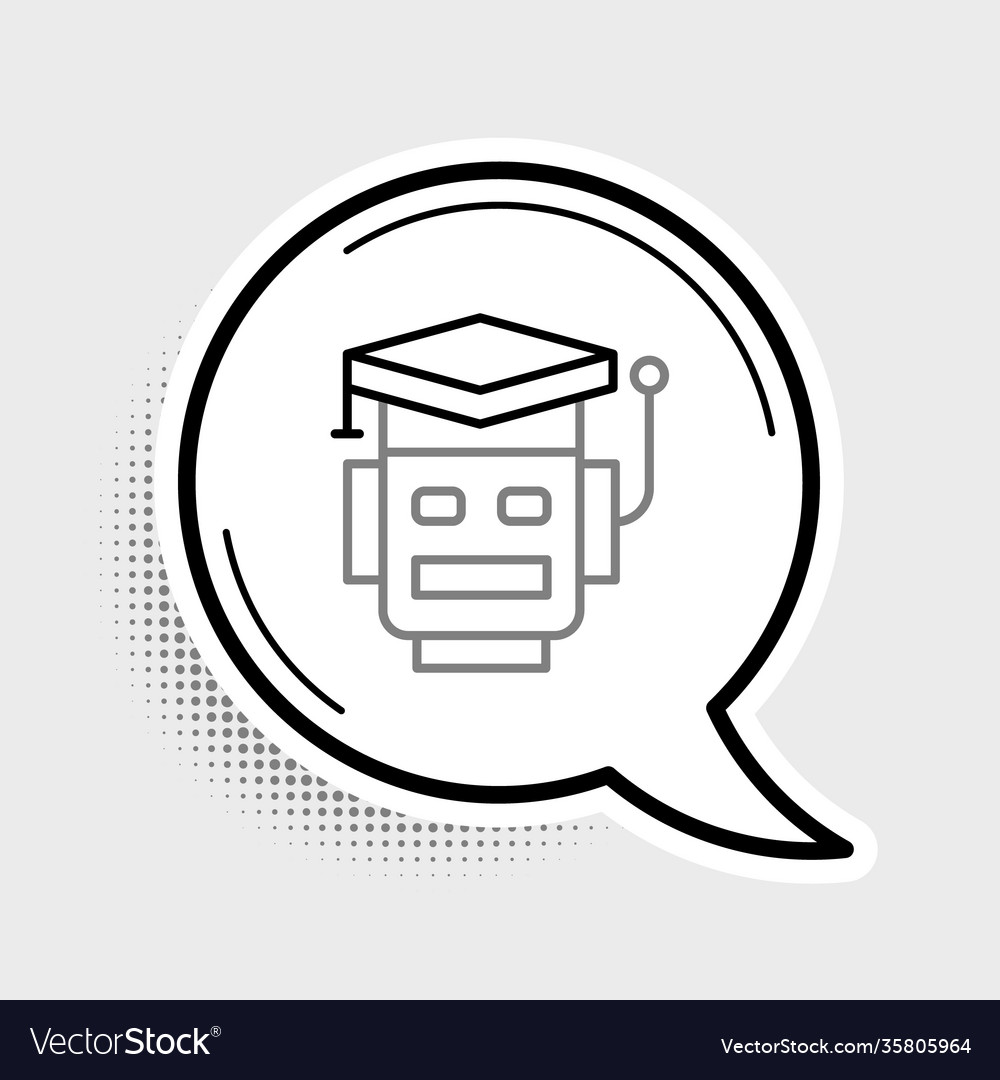 Line robot icon isolated on grey background vector image Line robot icon isolated on grey background
