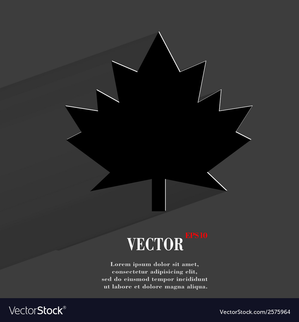 Maple leaf flat modern web button with long shadow