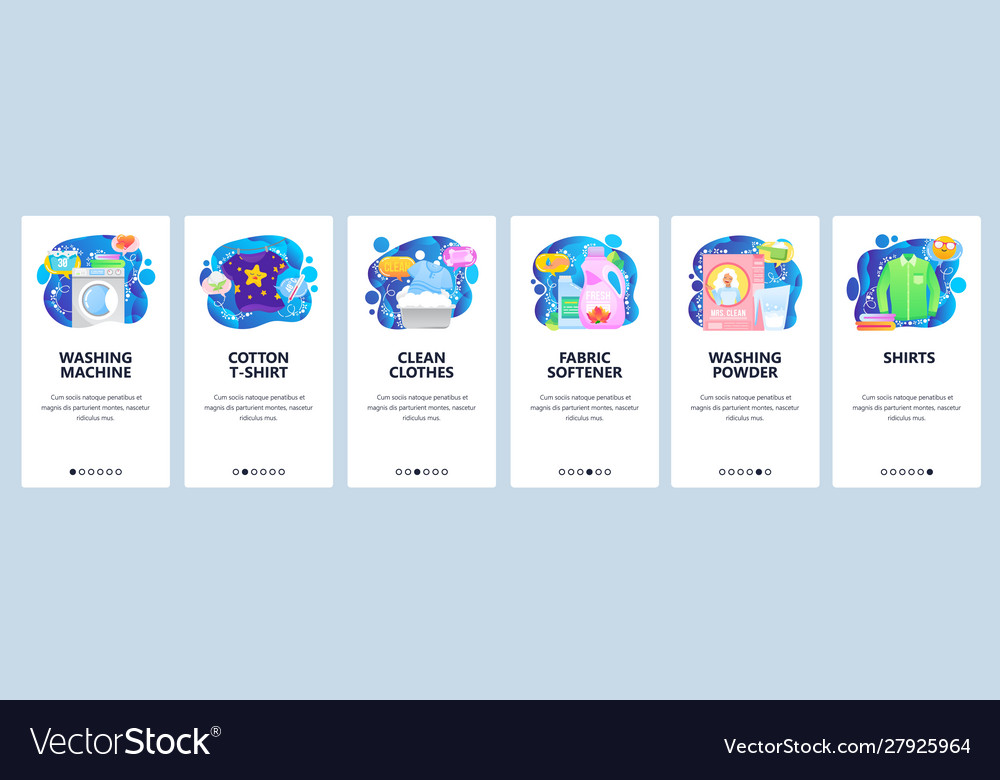 Mobile app onboarding screens laundry service Vector Image