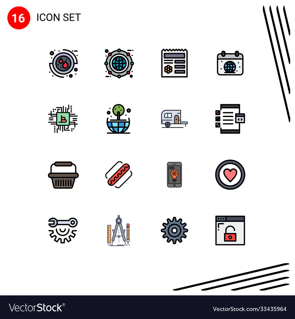 Set 16 flat color filled lines on grid