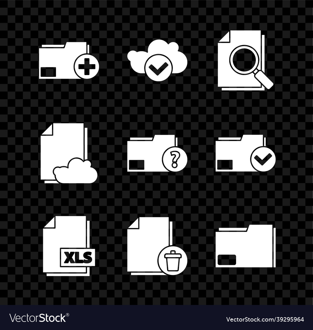 Set add new folder cloud with check mark vector image Set add new folder cloud with check mark