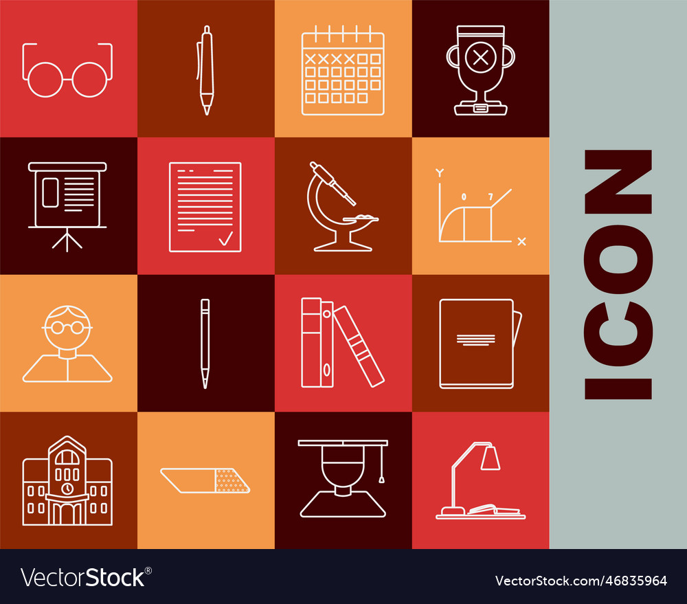 Set line workplace with table lamp and open book Vector Image Set line workplace with table lamp and open book